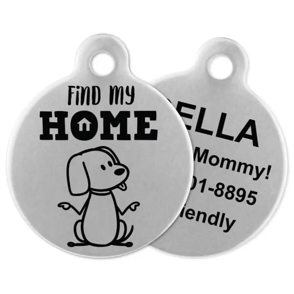 Round Stainless Steel Tags Laser Engraved Name and Logo