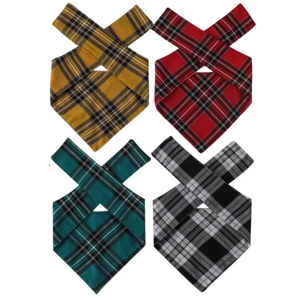 Classic Plaid Pattern Dog Bandana Pets Scarf Triangle Bibs Kerchief - Image 3