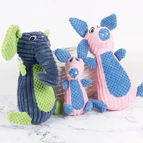 Plush Stuffed Pet Chew Toys With Squeakers Large Elephant - Image 3