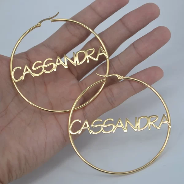 Personalized name hoop earrings diy jewelry - Image 2