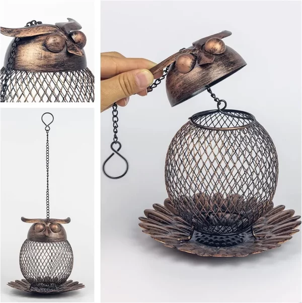 Hanging Owl Shape Bird Feeder For Outdoor Garden - Image 2