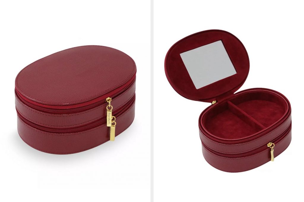 leather oval jewelry box