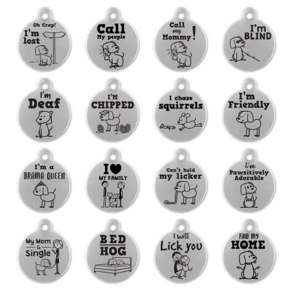 Round Stainless Steel Tags Laser Engraved Name and Logo - Image 3