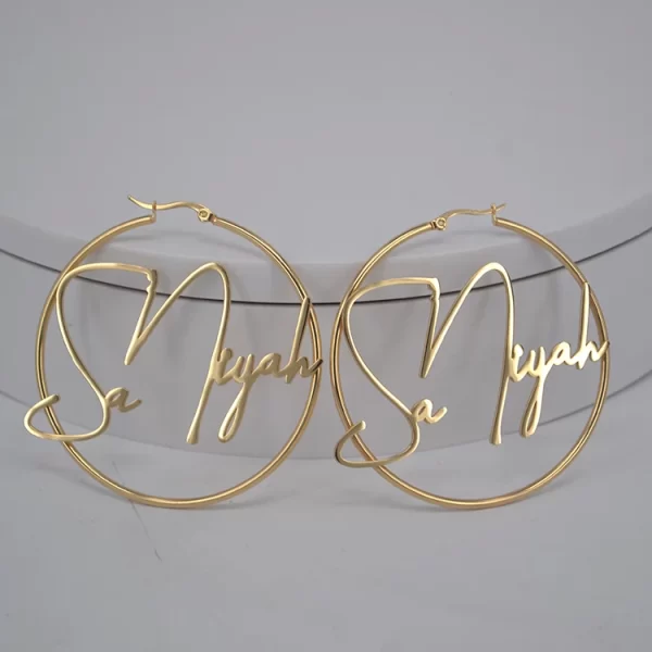 Personalized name hoop earrings diy jewelry - Image 3