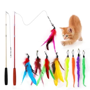 Cat Teaser of Pet Toy Feather Teasing Cat Stick